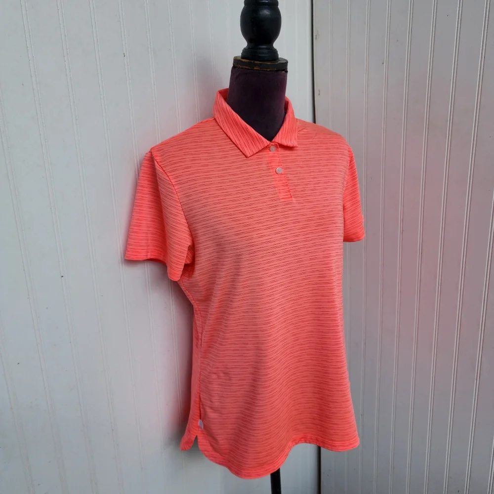 Adidas Climacool Polo Golf Shirt Women's Short Sleeves Orange Size L - Picture 2 of 11